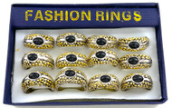 Wholesale Two Tone Nugget & Imitation Onyx Rings by the Dozen