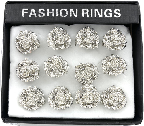Wholesale Silver Hematite Rose Rings by the Dozen