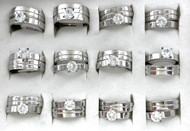 Wholesale CZ & Stainless Steel Bridal Ring Sets by the Dozen - 1 Line