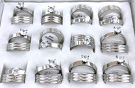 Wholesale CZ & Stainless Steel Bridal Ring Sets by the Dozen - 2 Line