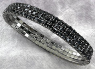 Wholesale Crystal Stretch Bracelets by the Dozen - Jet 3 Row