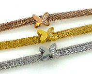 Wholesale Stainless Steel Bracelets - CZ Butterfly