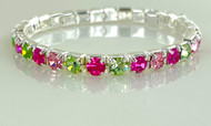 Wholesale Crystal Stretch Bracelets by the Dozen - Pink & Green