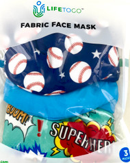 Wholesale Fabric Face Masks - 3 Pack Youth Superhero