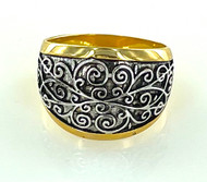 Wholesale Fashion Rings by the Dozen - Scrollwork Two Tone