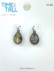 Wholesale Retail Ready Earrings by the Dozen - Time & Tru - Marbleized Tear Drop