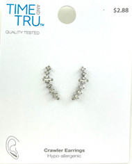 Wholesale Retail Ready Earrings by the Dozen - Time & Tru - Silver Crawlers