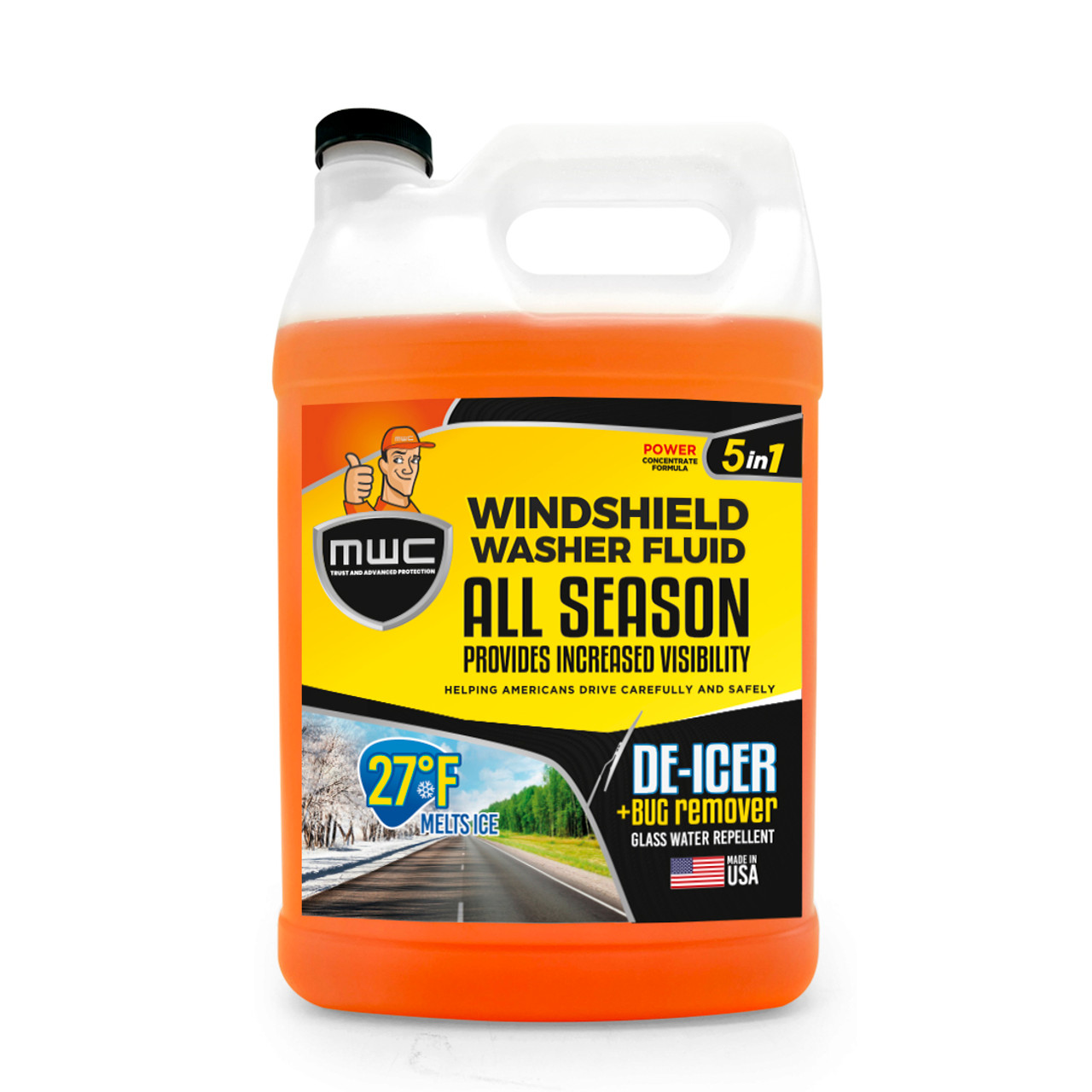 MWC 446948 Windshield Washer Fluid All Season Provides Increased Visibility Orange 1 Gal