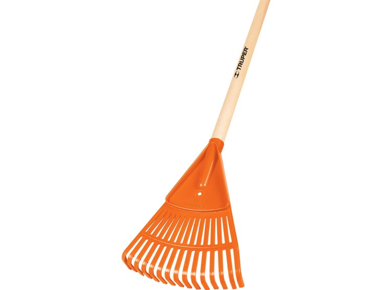 Truper Tru Tough 48-Inch Plastic Leaf Rake Wood Handle