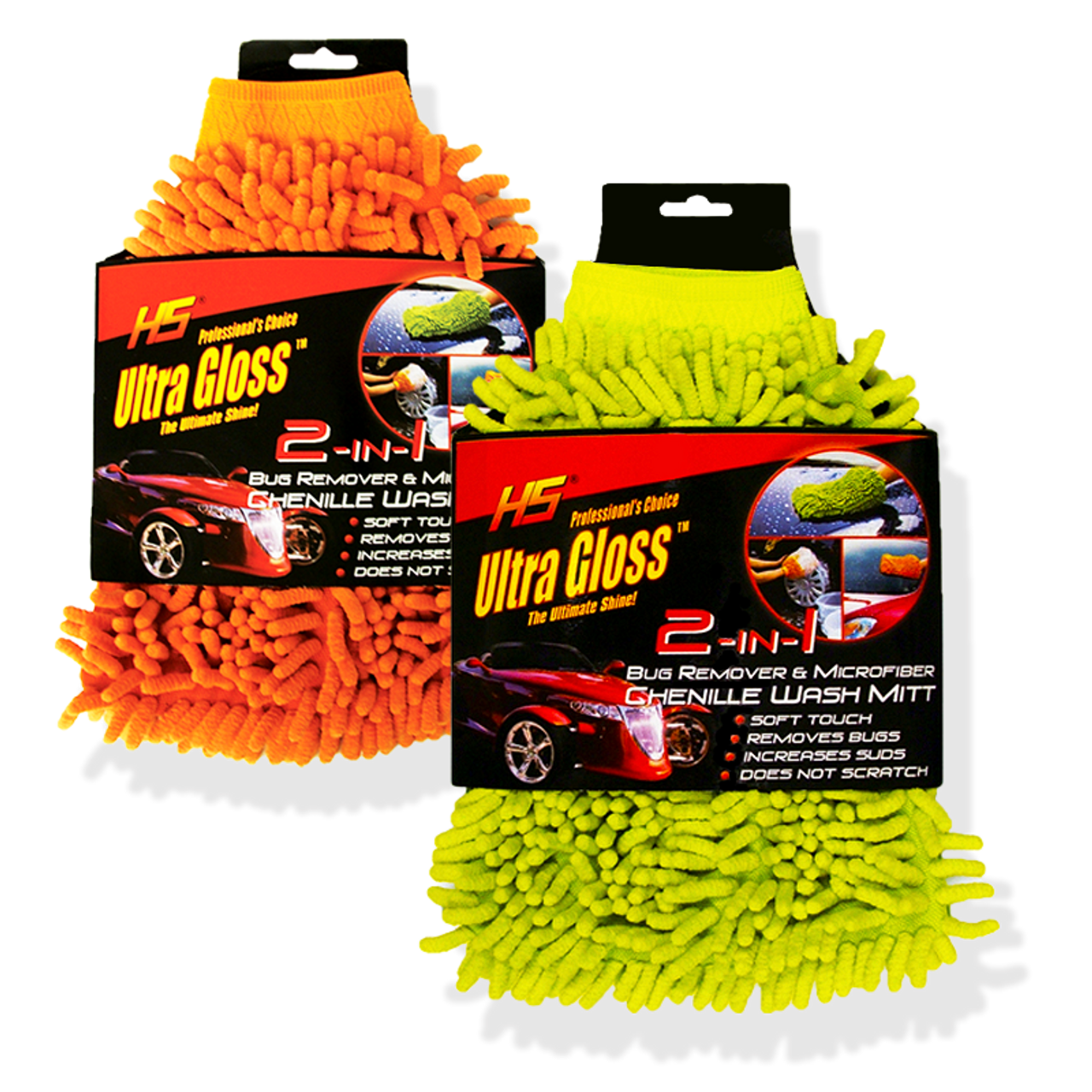 Ultra Gloss 28.120 Chenille Wash Mitts 12 PACK-cleaning brush-car brush-grime remover brush-car wash brush-brush to have a clean car