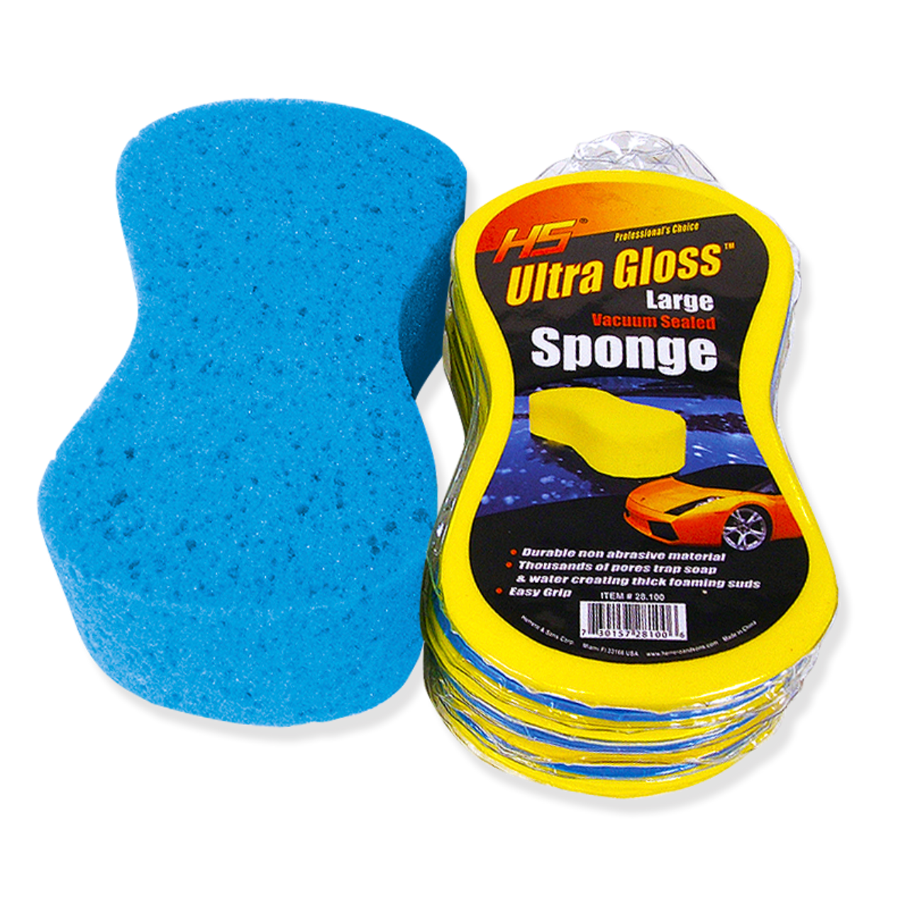 Ultra Gloss 28.100 Extra Large Sponge 24 PACK- cleaning sponge-Large Vacuum Sealed Sponge-non-abrasive sponge-car care-sponge for cleaning cars-cellulose sponge