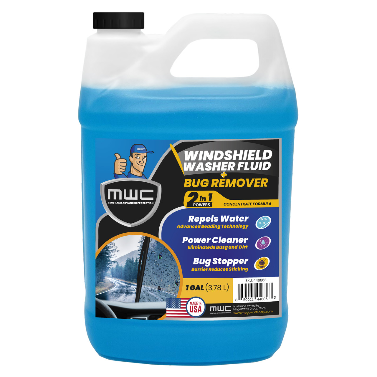 MWC 446948 Windshield Washer Fluid All Season Provides Increased Visibility