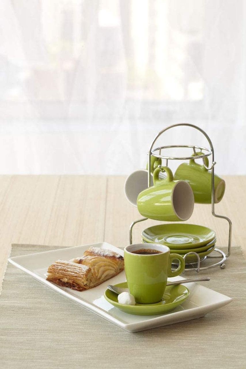 Espresso Cup and Saucer - White/green - Home All