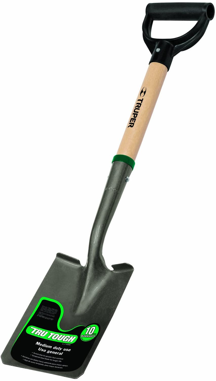 Truper 31197 Tru Tough 19-Inch Short D-Handle Square Point Shovel 19-Inch Wood