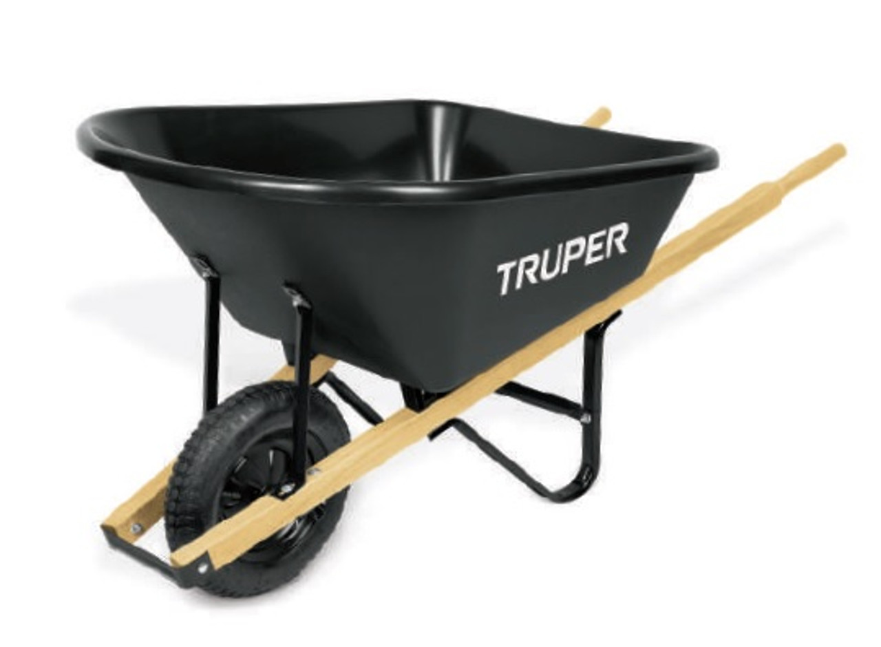 Truper 34112 Tru Tough 6 cu. Ft. Poly Tray Landscaper Wheelbarrow  Tray Tire 15"