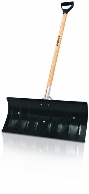 Truper 33823 24-Inch Steel Snow Pusher Shovel with Braces/Wood Handle and D-Grip