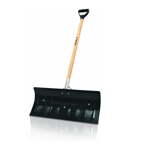 Truper 33823 24-Inch Steel Snow Pusher Shovel with Braces/Wood Handle and D-Grip