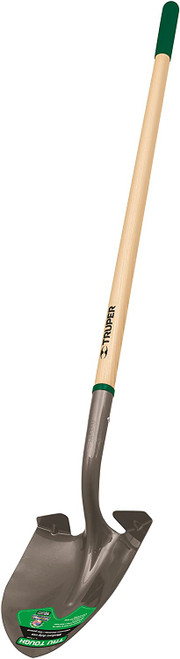 Truper 31184 Tru Tough 48-Inch Round Point Shovel Long Handle 6-Inch Grip