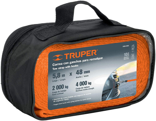 Truper Tow Strap with Hooks
