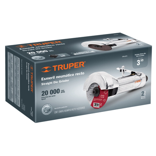 Truper 16874- Straight grinder pneumatic -for cutting-polished aluminum housing- 3 "cutting disc