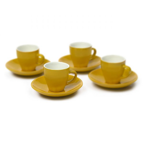 Imusa A120-22178  Espresso Cup Sets 4 Chrome Storage Rack 8 pcs Yellow-Espresso Cups-Porcelain Cup- ceramic cups-espresso set