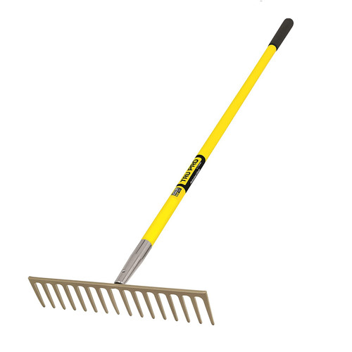 Truper 31391 Tru Pro Heavy Duty Road Rake with 16-Teeth Fiberglass Handle 10-Inch Grip 60-Inch