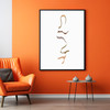 awujo art print on orange wall with orange chair and black stool home decor wall art by artist atinuke adeleke for zuri perle