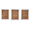 hand embroidery on wood line portrait of woman home decor three pieces white embroidery on brown wood against white background by Dallas brand Zuri Perle