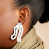 Iyun Okan symbol 3D printed light weight statement earrings by Dallas based brand Zuri Perle