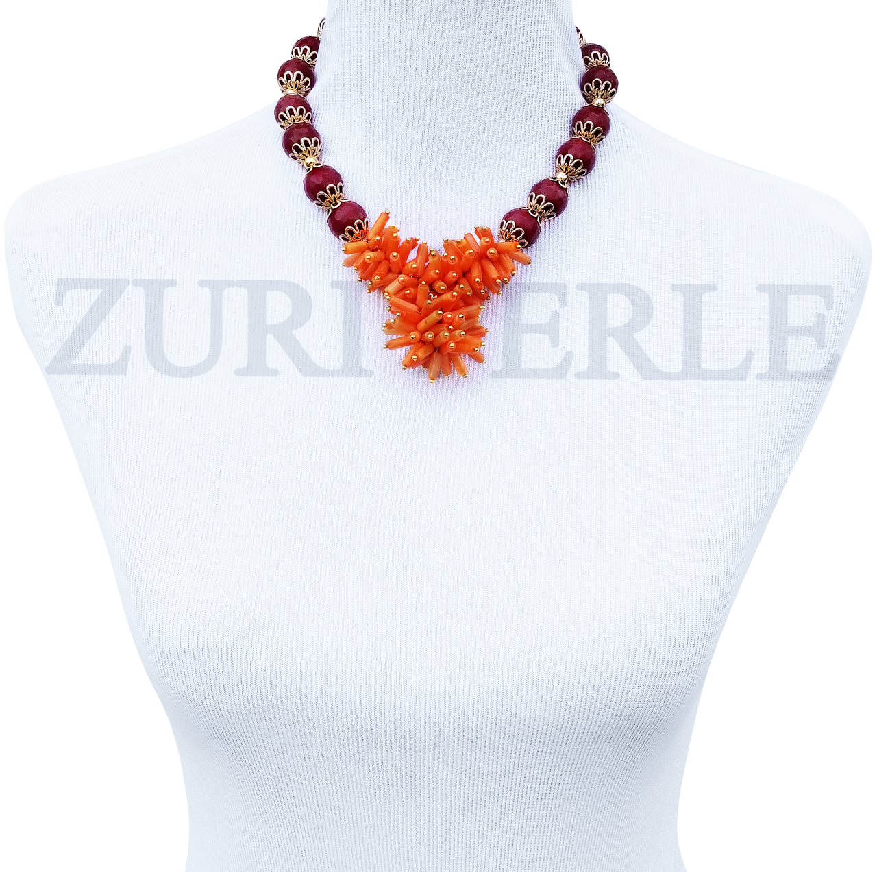 Orange Coral Beaded Necklace - Large – Dames a la Mode