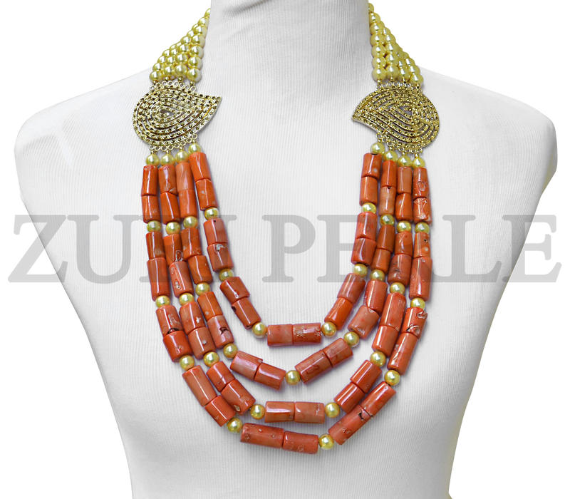 orange statement necklace (1 available) - FlorenceJewelshop