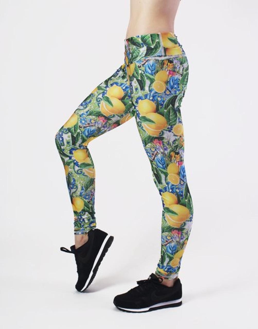 leggings with lemons on them