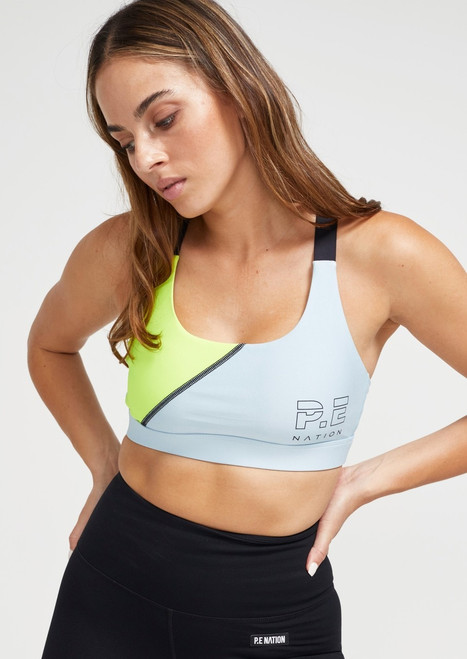 Twist Serve Sports Bra - Blue and Yellow