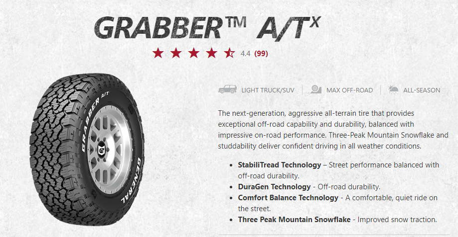 New Tire 275 70 17 General Grabber Atx Rwl 10ply Lt275 70r17 121r 50 000mile All Terrain Your Next Tire