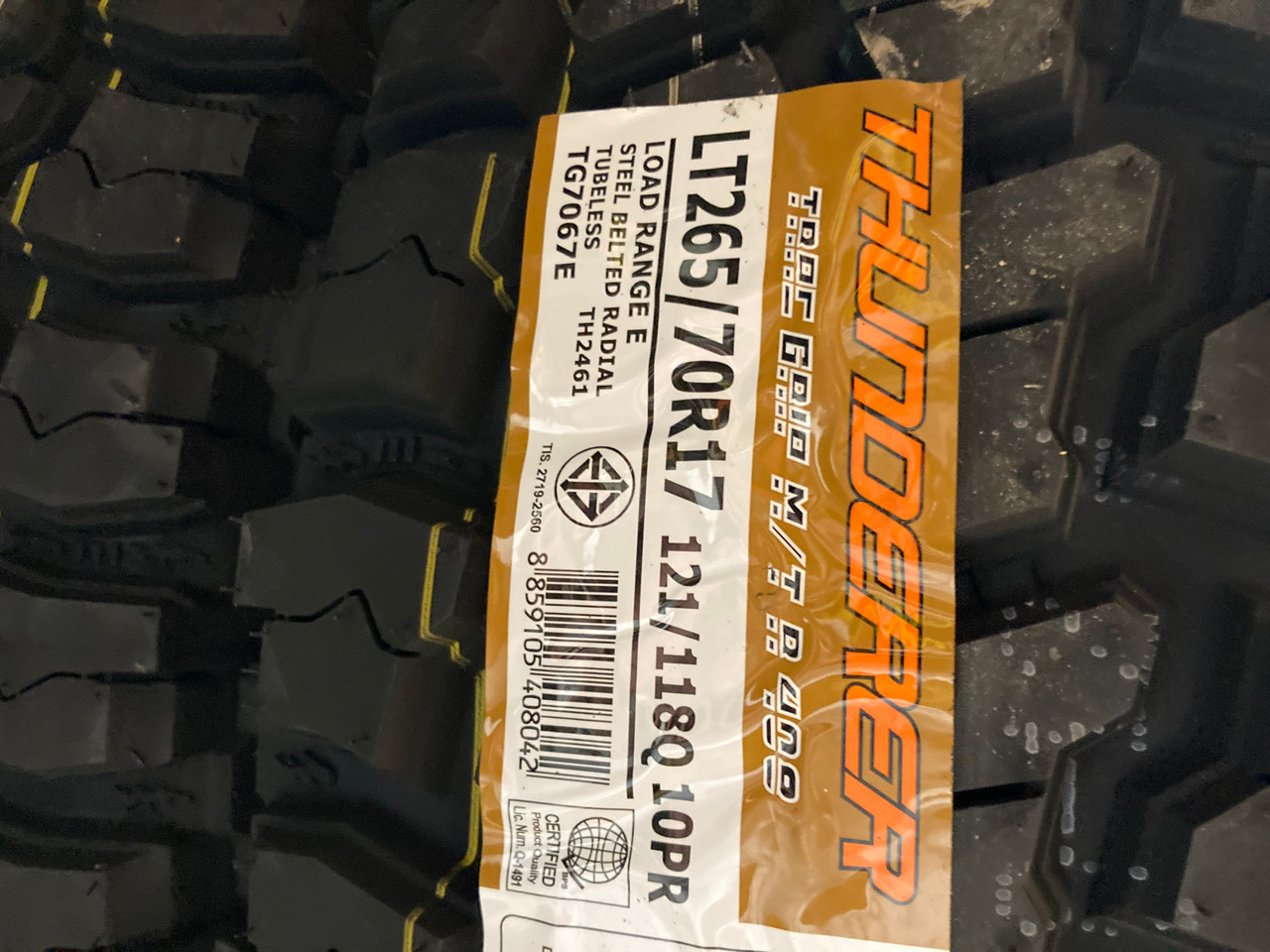 New Tire 265 70 17 Thunderer Mud Grip MT 10 ply BSW LT265/70R17