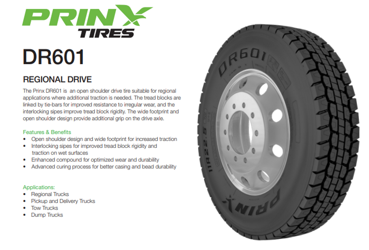 New Tire 11 R 24.5 Prinx DR601 OSD Open Drive 16 ply 11R24.5 27/32