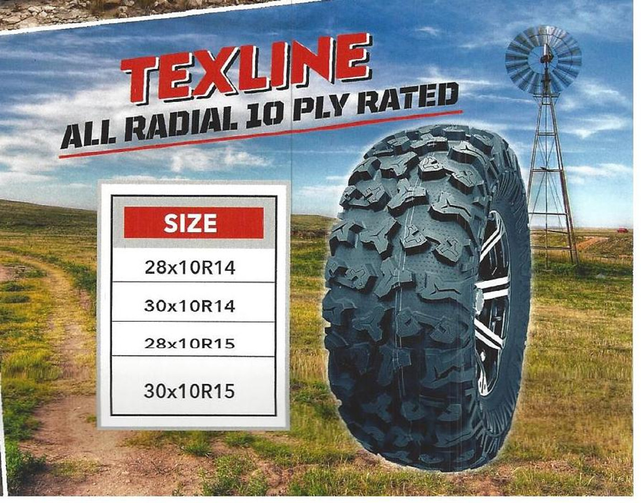 New Tire 30 10.00 14 K9 Texline ATV Radial 10 Ply 30x10R14 - Your