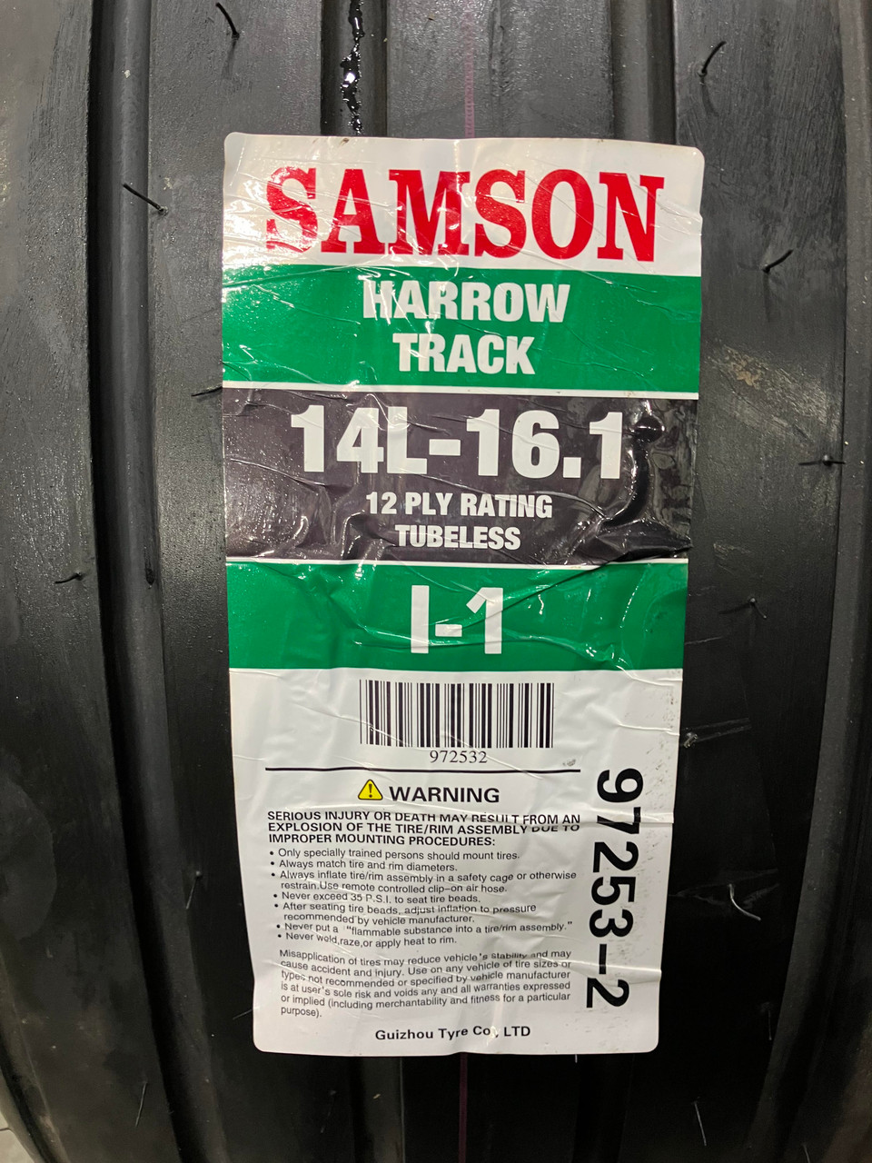 New Tire 14 L 16.1 Samson Harrow Track I-1 12 ply TL 14L-16.1