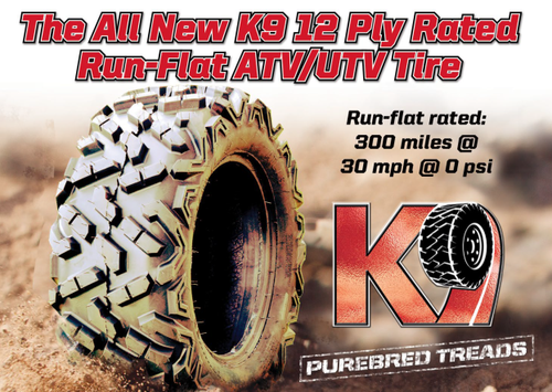 New Tire 26 9.00 12 K9 Heeler Run Flat 12 Ply ATV 26x9-12