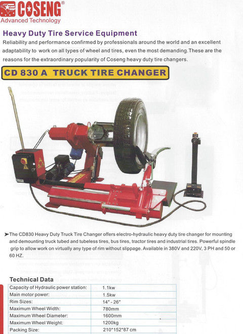 New Tire Changer Machine Coseng CD830A  14-27" Truck Farm Ag Commercial Industrial Grade