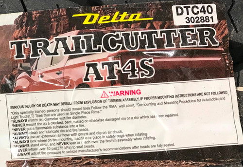 285 70 17 Delta Trailcutter AT 4S 10 Ply New Tire 55,000 Miles LT285/70R17