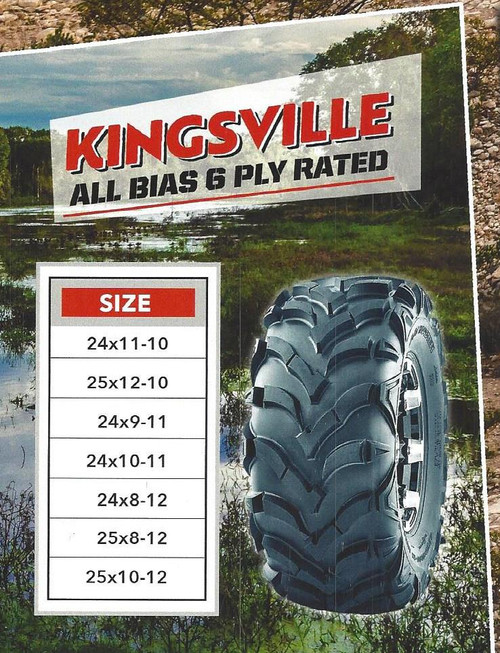 New Tire 25 10.00 12 K9 Kingsville 6 Ply ATV 25x10-12 DOB