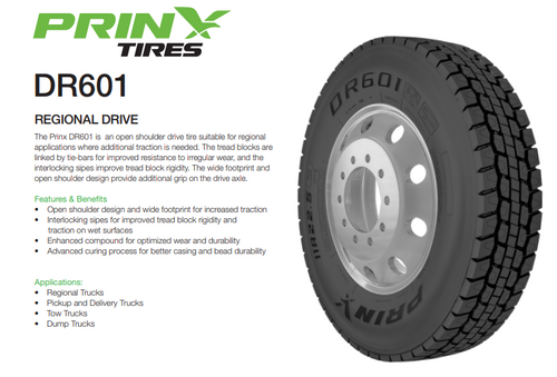 New Tire 295 75 22.5 Prinx DR601 OSD Open Drive 14 ply 295/75R22.5 27/32