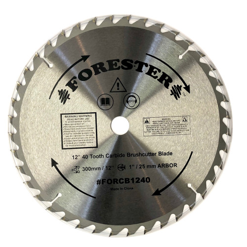 Forester 40 Tooth Carbide Tip Brush Cutter Blade - 12" x 1" / 20mm Arbor Forester 40 Tooth Carbide Tip Brush Cutter Blade - 12" x 1" / 20mm Arbor