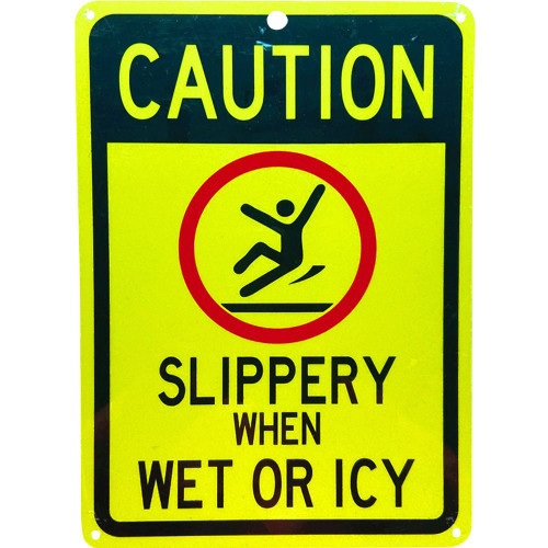 Forester 7" x 10" Reflective Aluminum Sign - Caution Slippery When Wet