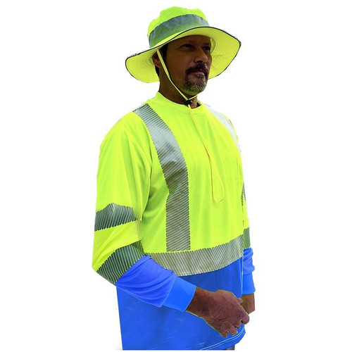 Forester Hi-Vis Blue Bottom Class 3 Reflective Safety Long Sleeve Shirt - Safety Green
