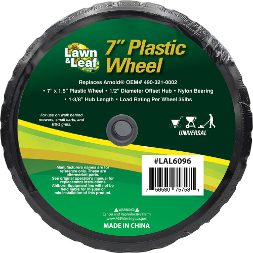 Forester 7" x 1.5" Plastic Lawn Mower Wheel - 1-3/8" Hub Length