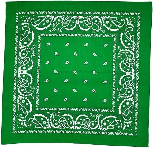 100% Cotton Large Bandana - 21" x 21" - Green