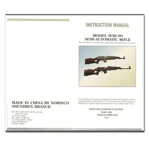 AK47 MAK-90 China Norinco PDF Manual Download PolyTech AK Rifle