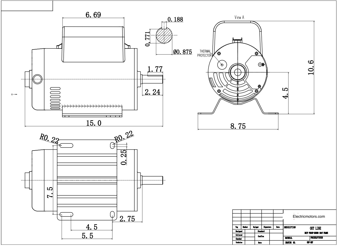 5HP 3600RPM 184Z Frame